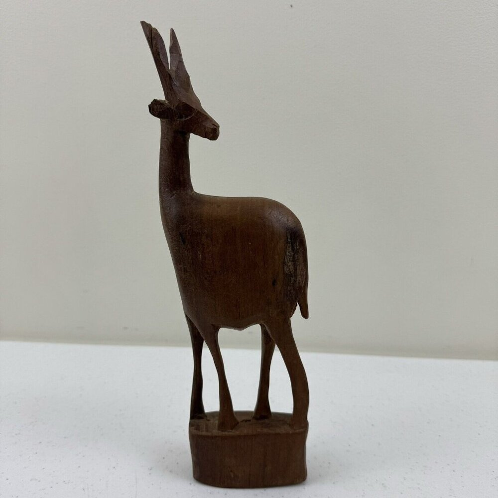 Vintage Hand Carved Wooden Antelope / Gazelle / Deer Figurine Sculpture 11”